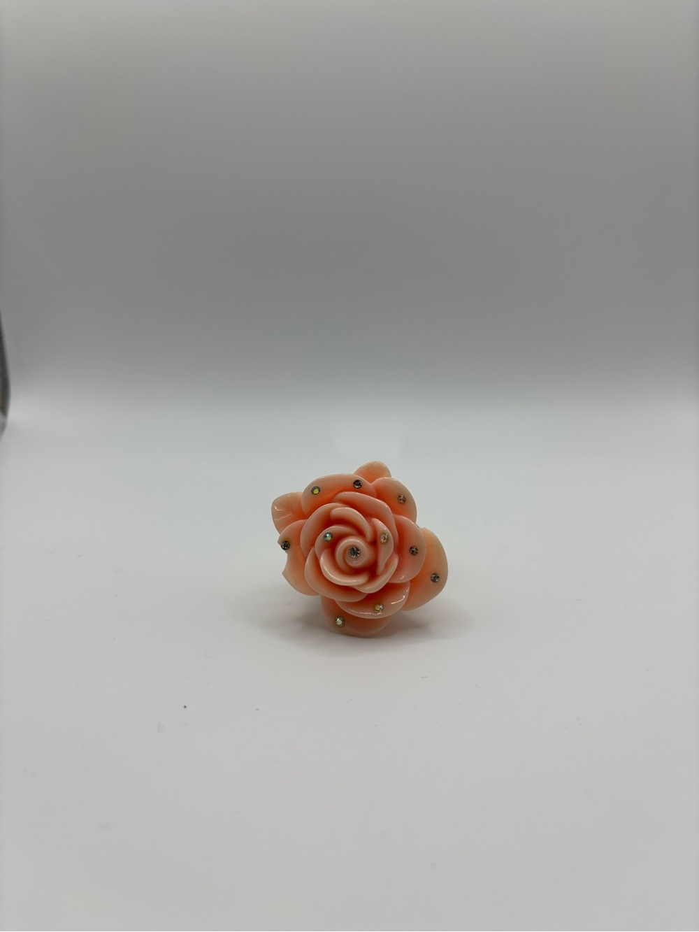 Betsey Johnson Rose Resin Statement Ring in Coral Pink